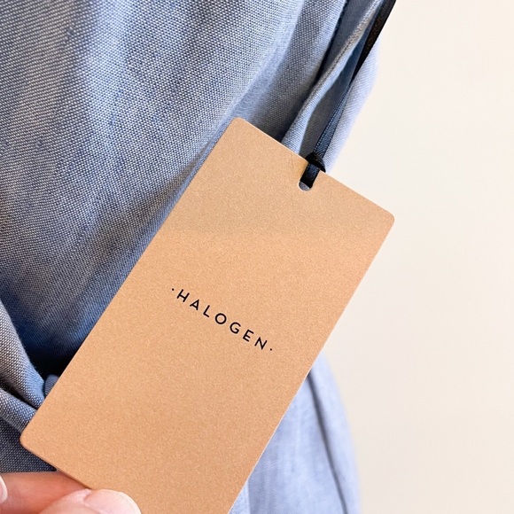 NWT Halogen Chambray Faux Wrap Sheath Dress Size Large - Picture 10 of 12